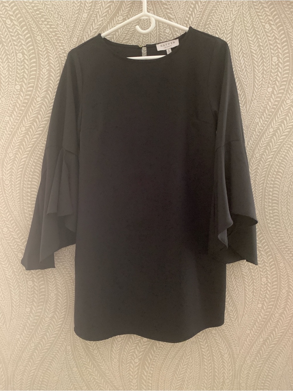 Hayden Black Long Sleeve Ruffle-Sleeve Dress
